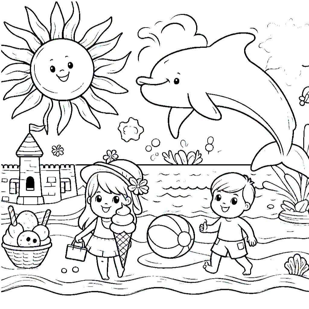 Ausmalbild Sommer | Malvorlage kostenlos zum ausdrucken