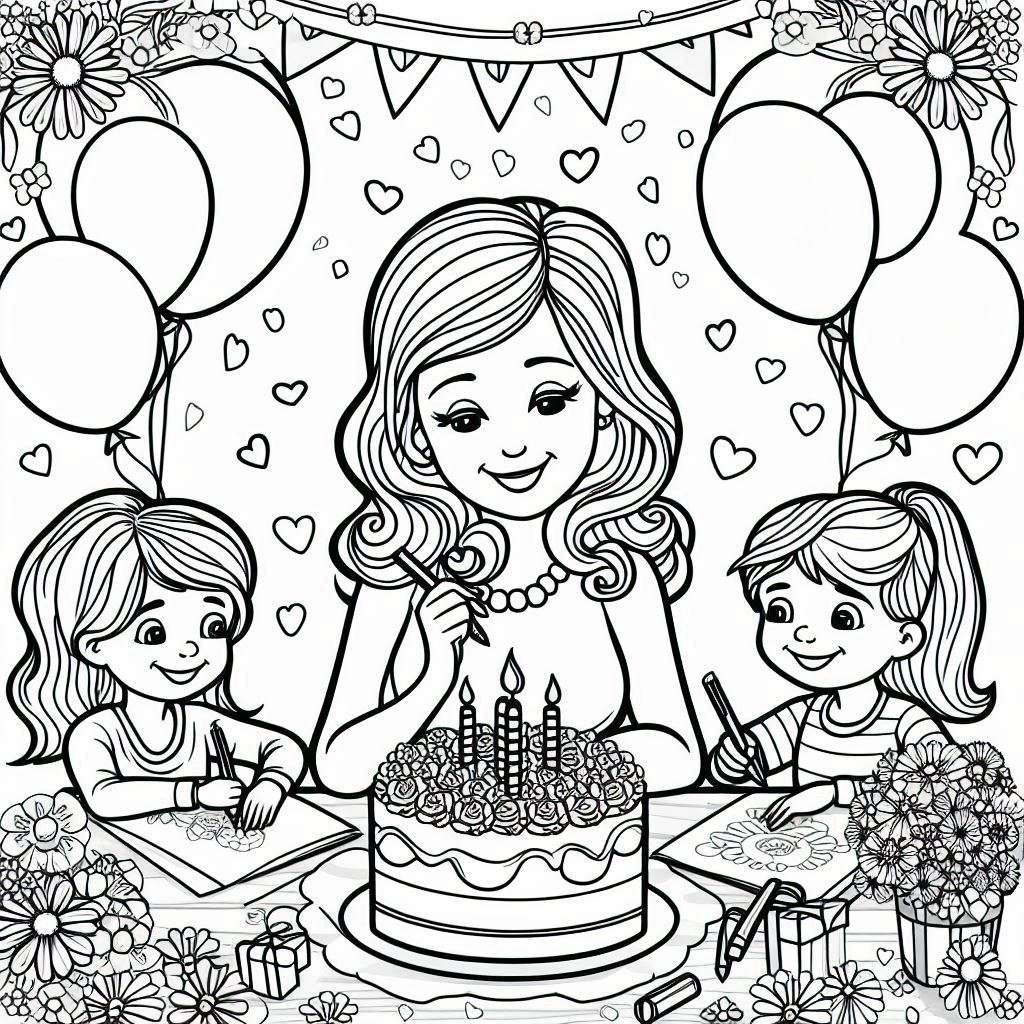 Ausmalbild Geburtstag Mama | Malvorlage kostenlos zum ausdrucken