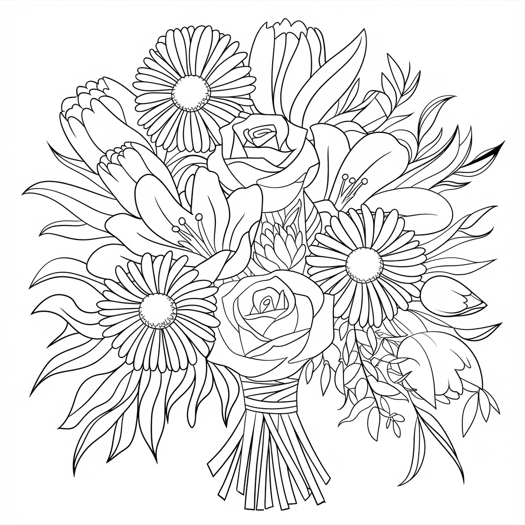 Blumenstrauß Ausmalbild