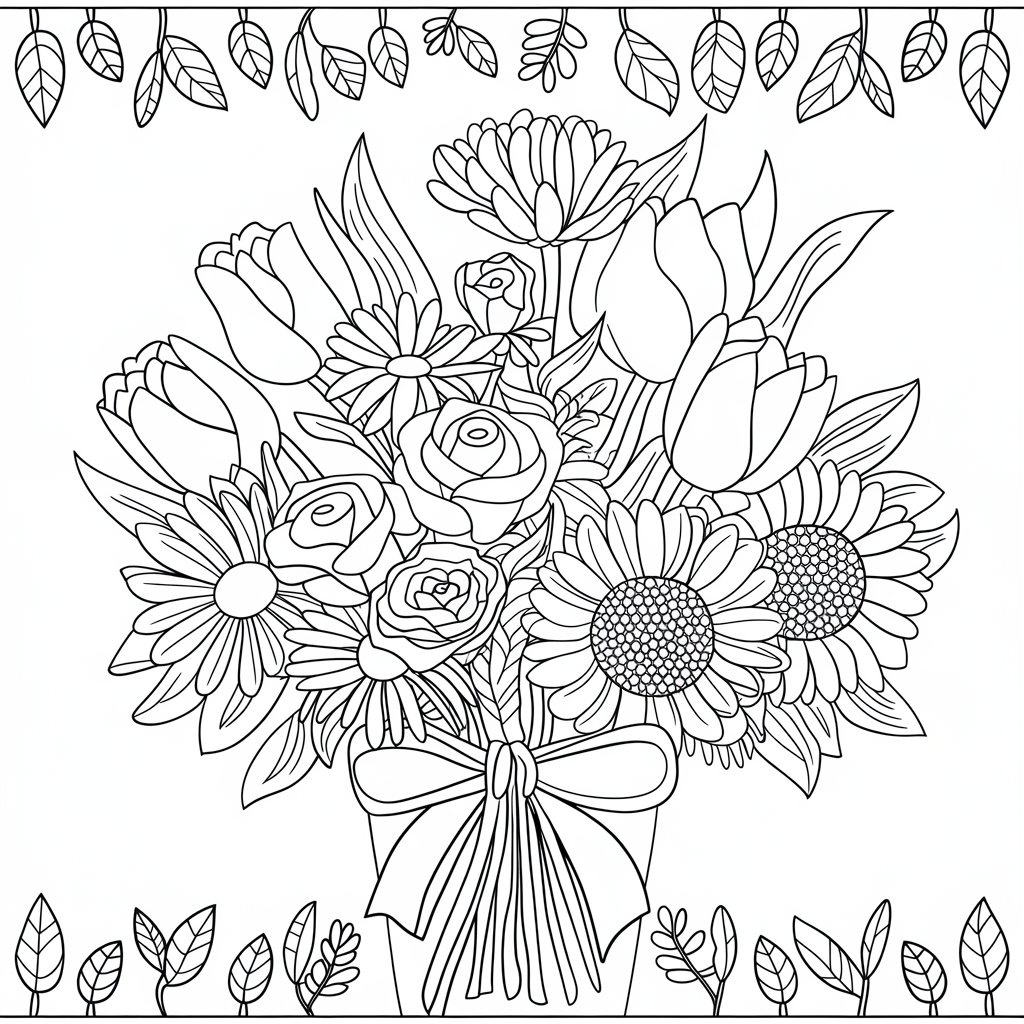 Blumenstrauß Ausmalbild