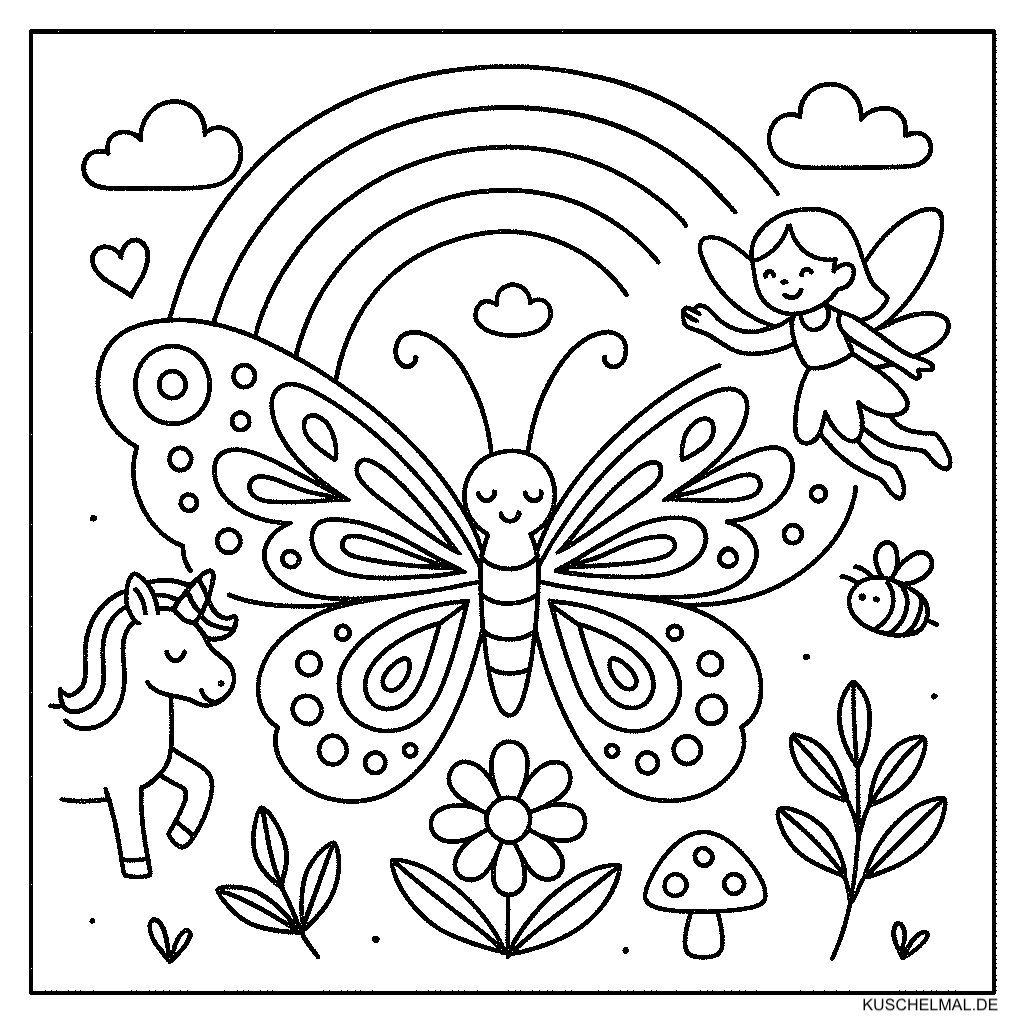 Schmetterling mit Fee & Einhorn