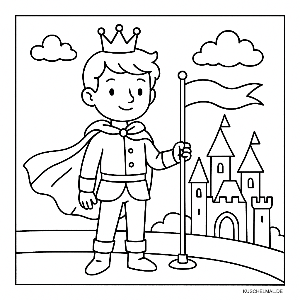 Prinz und Schloss Ausmalbild