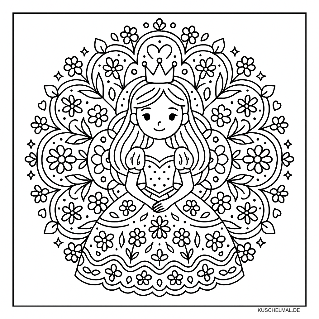 Prinzessin Mandala Ausmalbild
