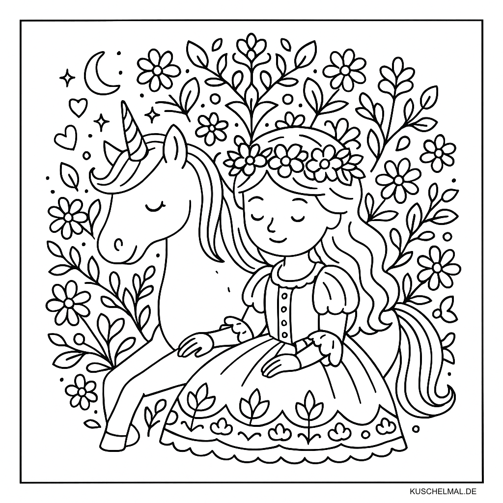 Prinzessin & Einhorn Mandala