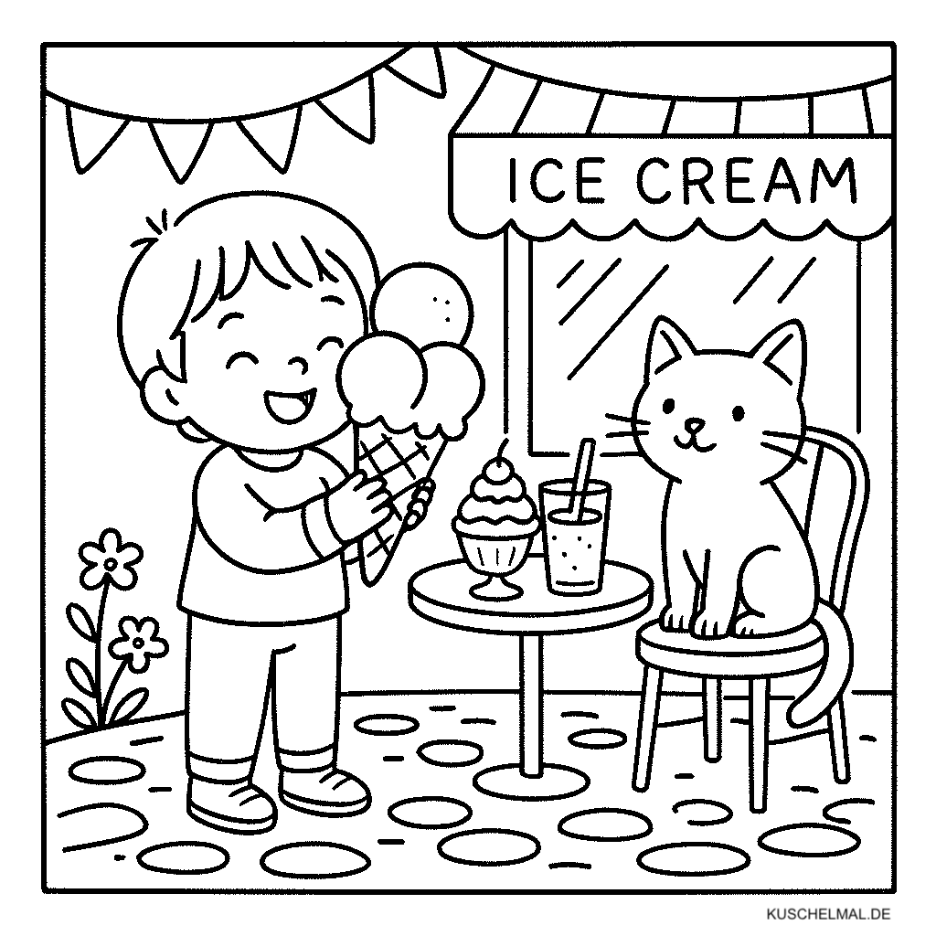 Kind mit Eis Ausmalbild