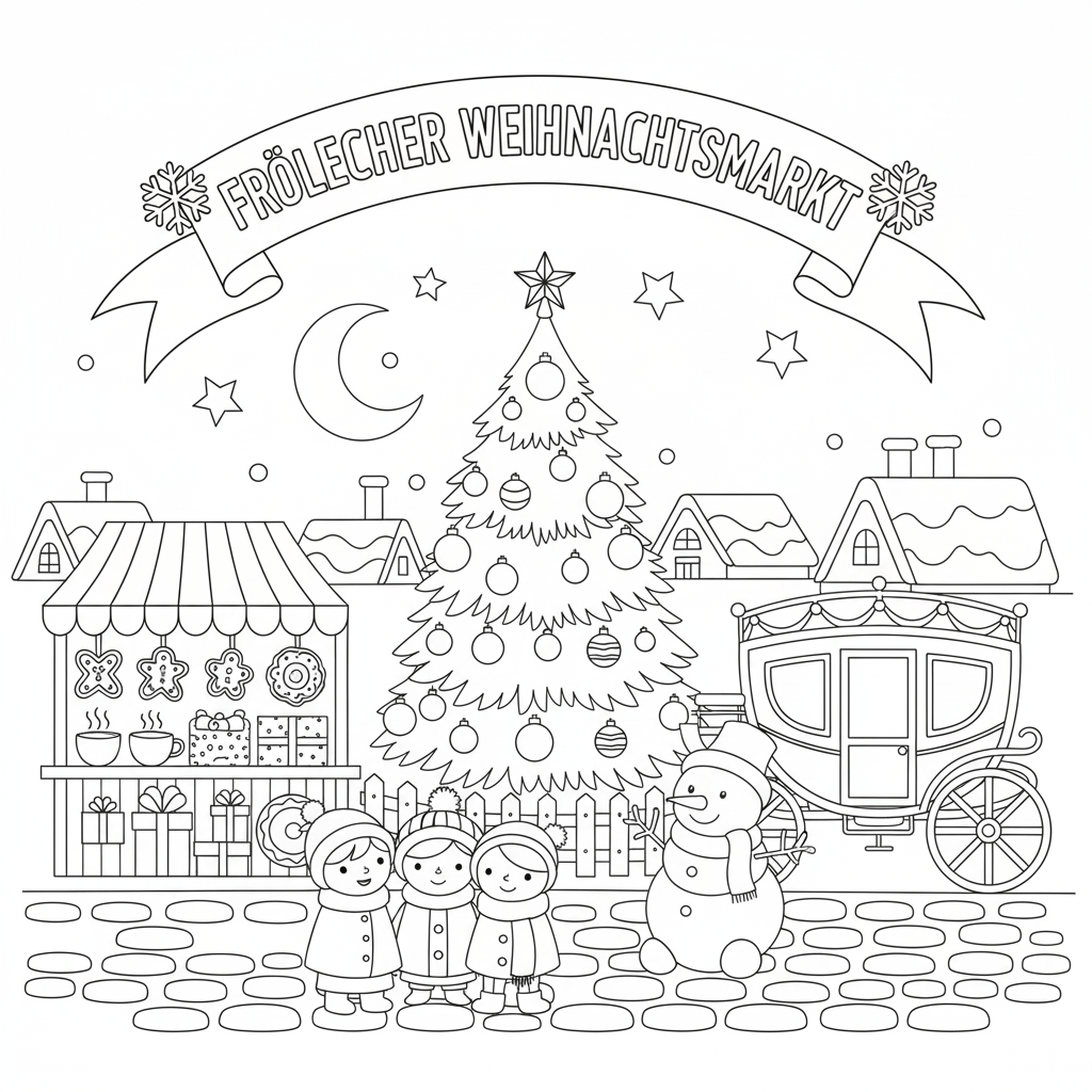 Weihnachtsmarkt Malvorlage