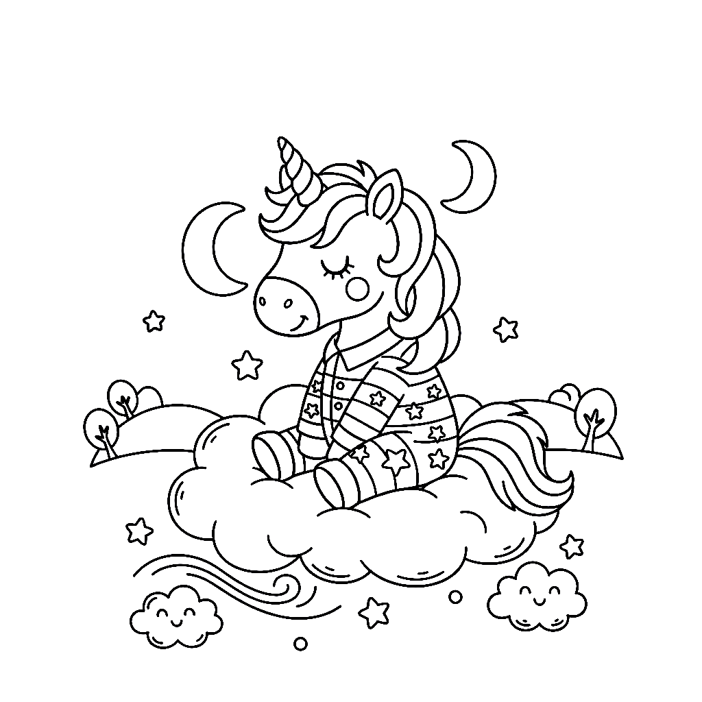 Einhorn Pyjama-Party in den Wolken