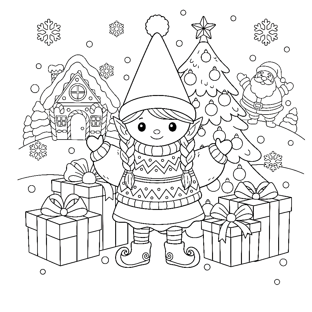 Wichtel Mädchen Ausmalbild