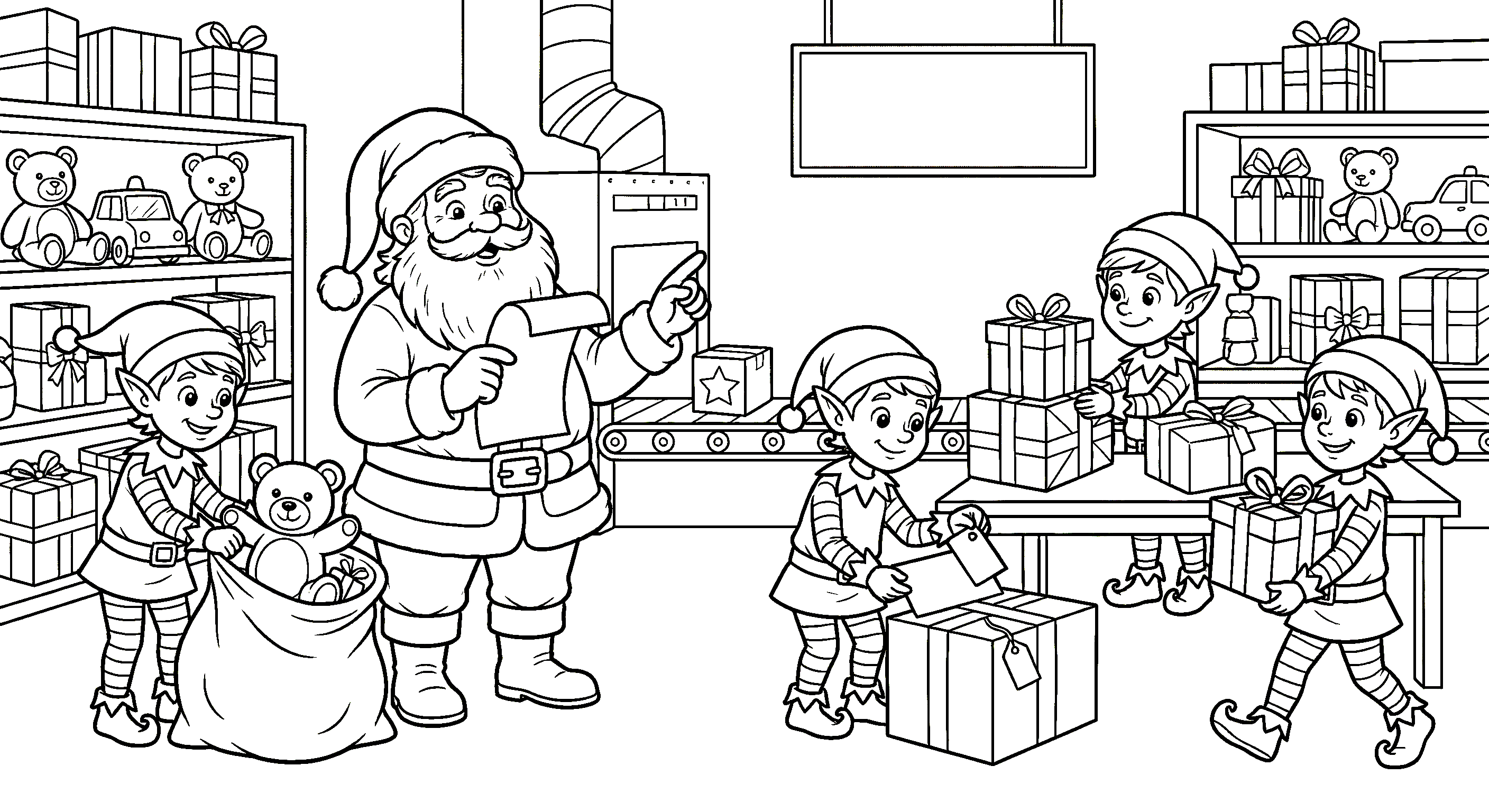 Elfen mit Weihnachtsmann