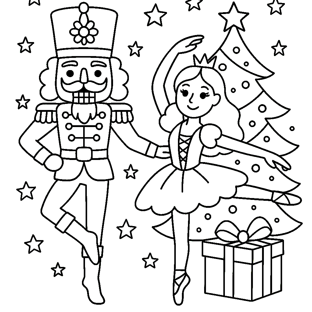 Nussknacker mit Ballerina Ausmalbild