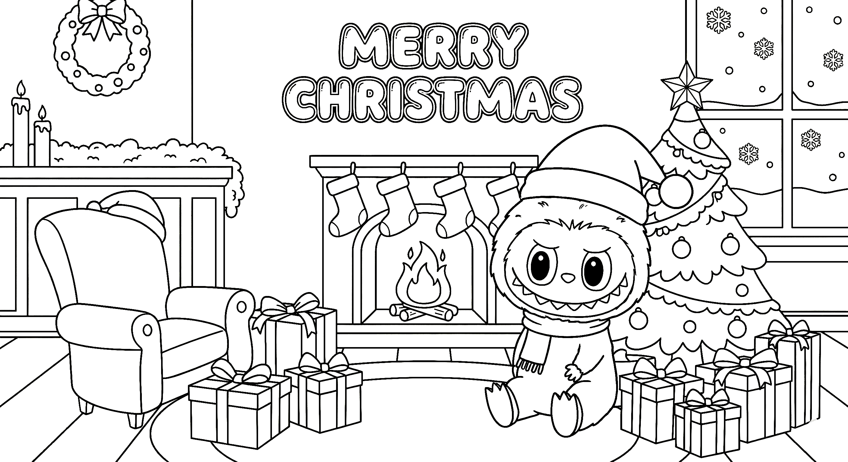 Labubu Weihnachten Ausmalbild