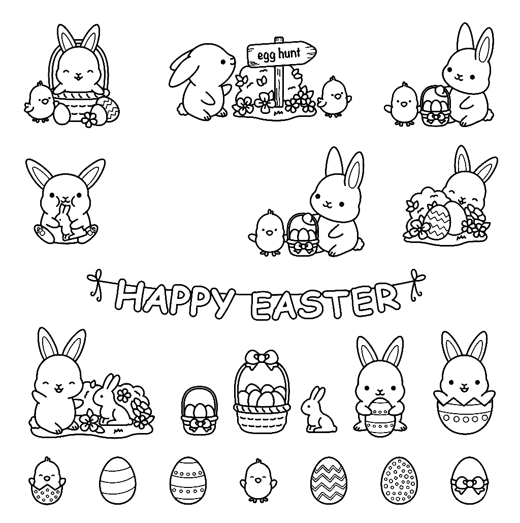 Happy Easter Coloring Page
