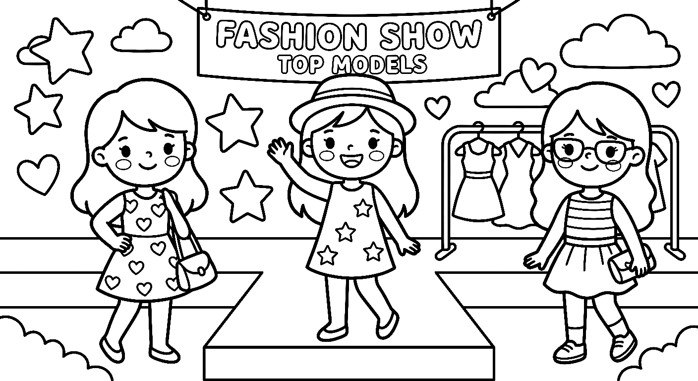 Topmodel Fashion Show Ausmalbild