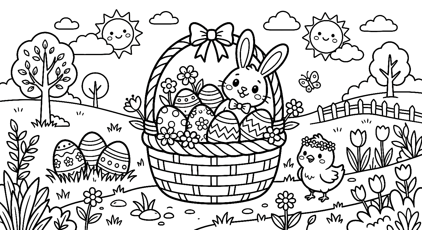 Osterkorb Ausmalbild