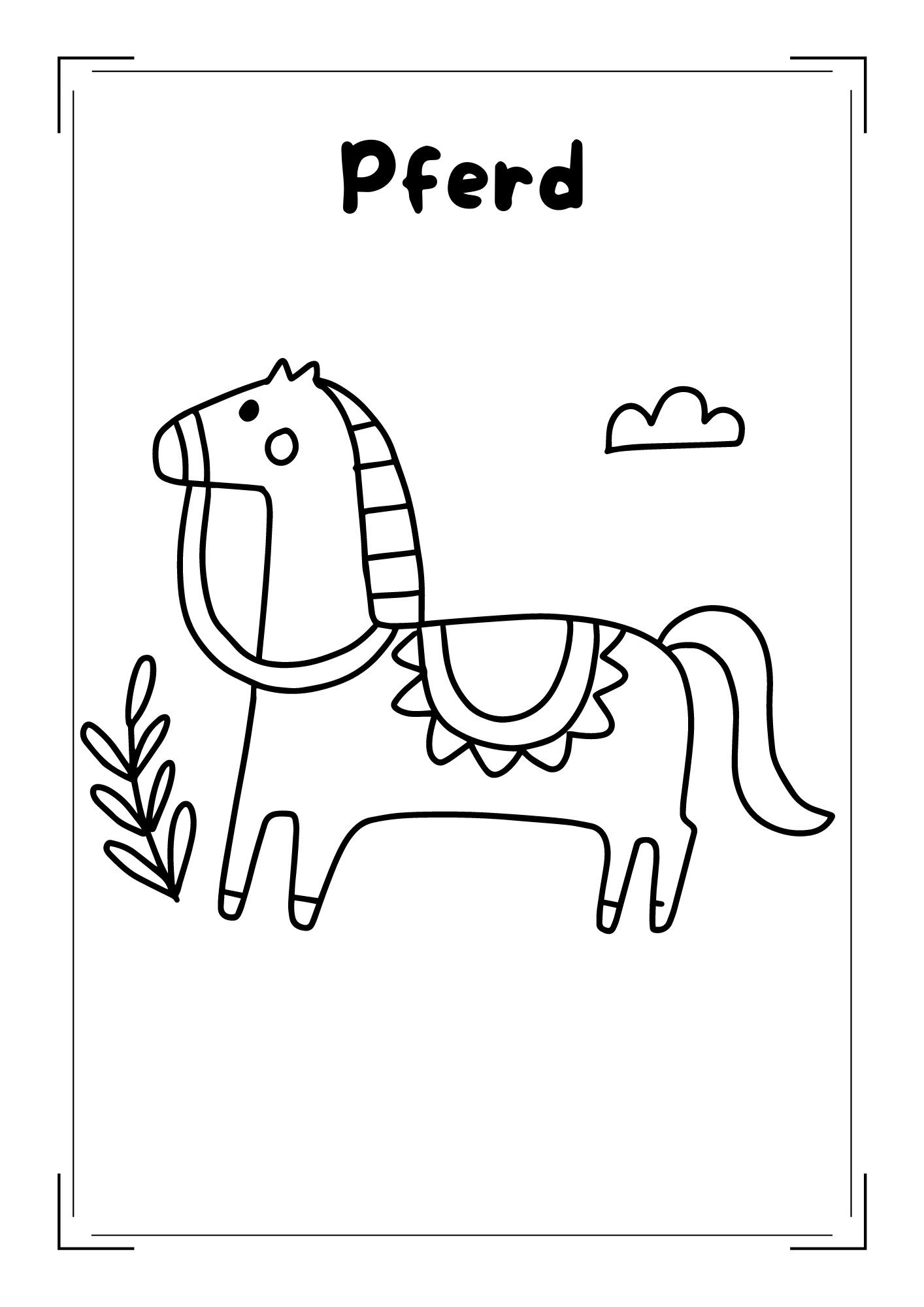 Pferd mit Sattel Ausmalbild